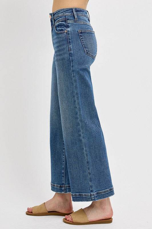 RISEN Full Size High Rise Crop Wide Leg Front Yoke Detail Jeans Plus Size - Shop Style & More | Fresh Looks, Everyday Deals & Free Shipping