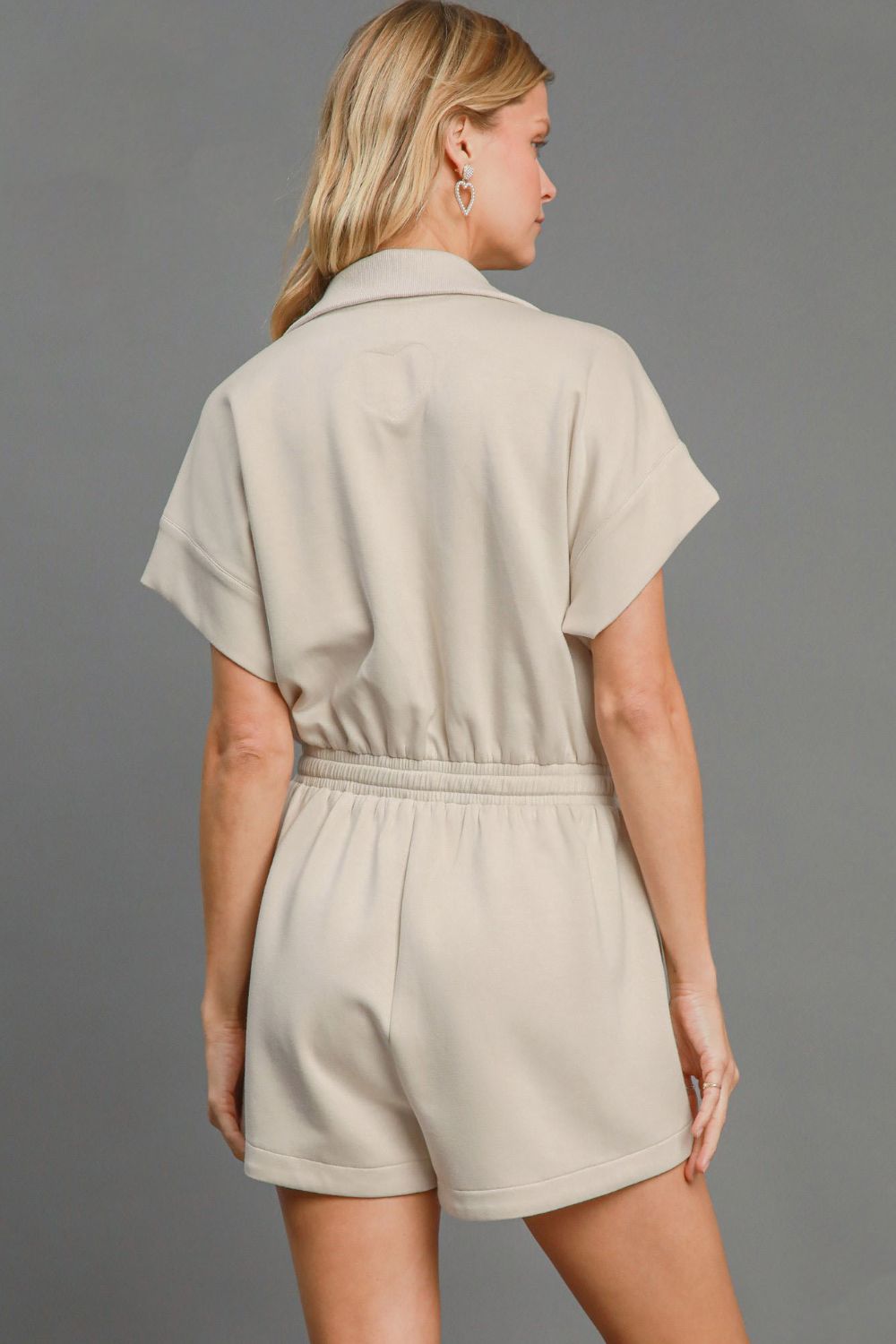 Umgee Full Size Half Sleeve Dolman Sleeved Romper Plus Size