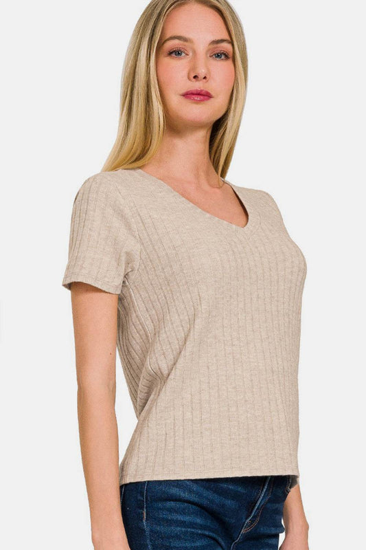Zenana Ribbed Short Sleeve T-Shirt - Shop Style & More | Fresh Looks, Everyday Deals & Free Shipping