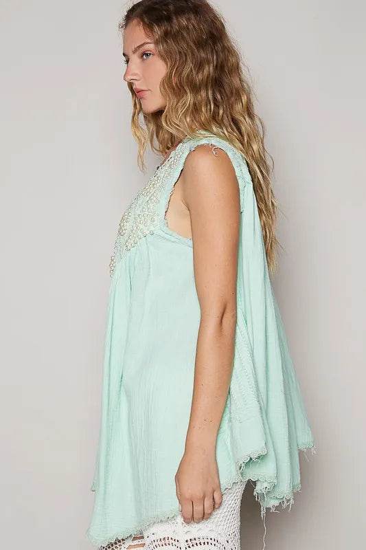 POL Embroidered Pearls Open Front Sleeveless Cardigan - Shop Style & More | Fresh Looks, Everyday Deals & Free Shipping