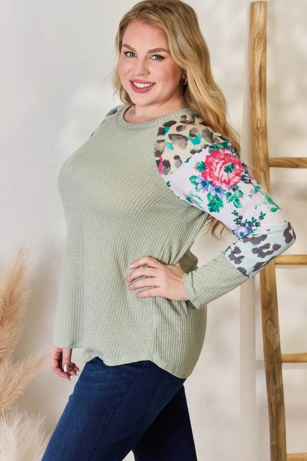 Hailey & Co Full Size Printed Round Neck Blouse - Shop Style & More | Fresh Looks, Everyday Deals & Free Shipping
