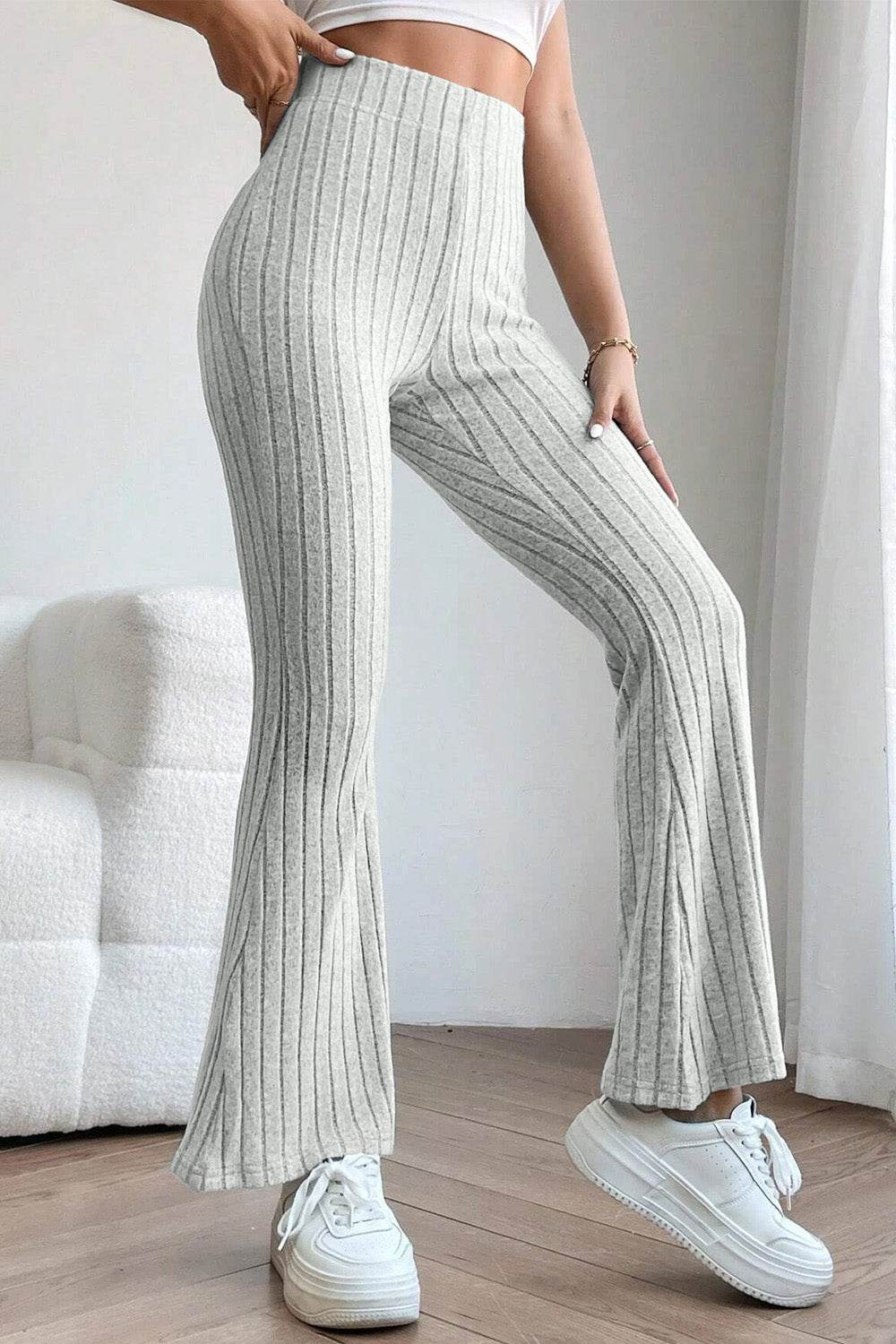 Basic Bae Full Size Ribbed High Waist Flare Pants - Shop Style & More | Fresh Looks, Everyday Deals & Free Shipping