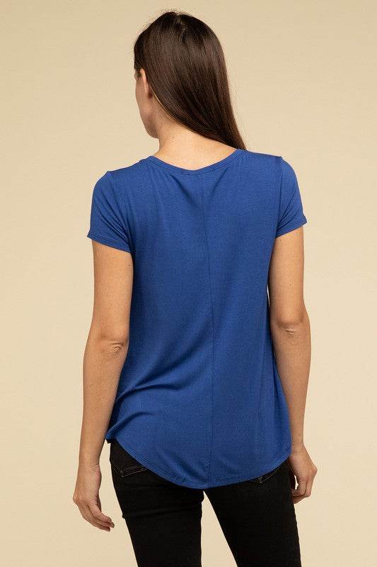 Flowy Round Hem Rayon Short Sleeve Top - Shop Style & More | Fresh Looks, Everyday Deals & Free Shipping