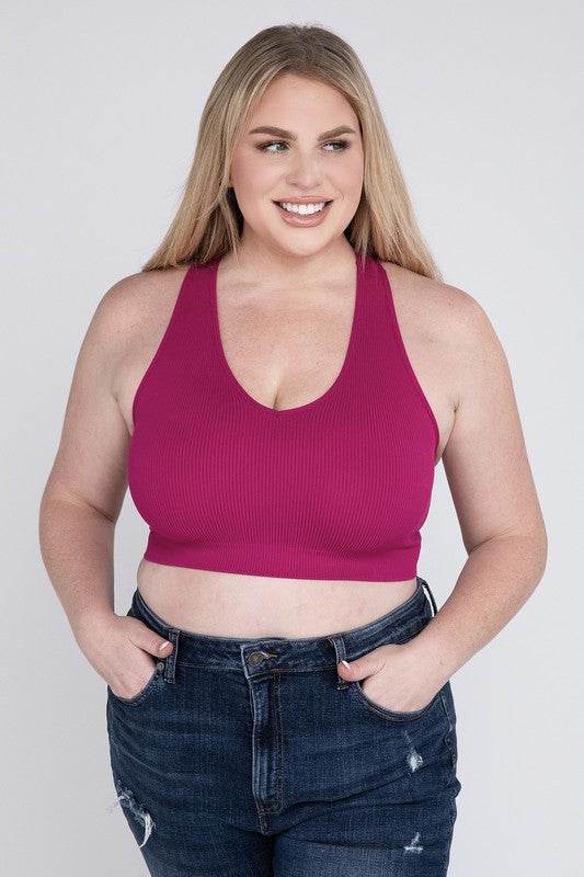Plus Ribbed Cropped Racerback Tank Top - Shop Style & More | Fresh Looks, Everyday Deals & Free Shipping