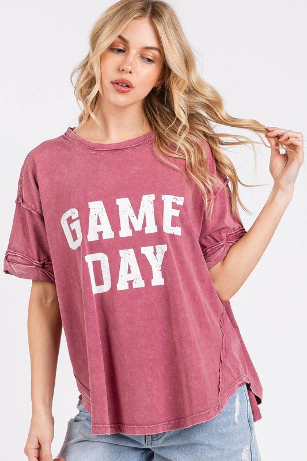 Mittoshop GAME DAY Round Neck Short Sleeve T-Shirt - Shop Style & More | Fresh Looks, Everyday Deals & Free Shipping