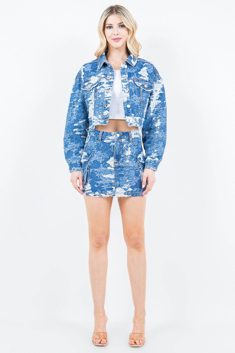 American Bazi Jacquard Trim Cargo Mini Denim Skirt - Shop Style & More | Fresh Looks, Everyday Deals & Free Shipping