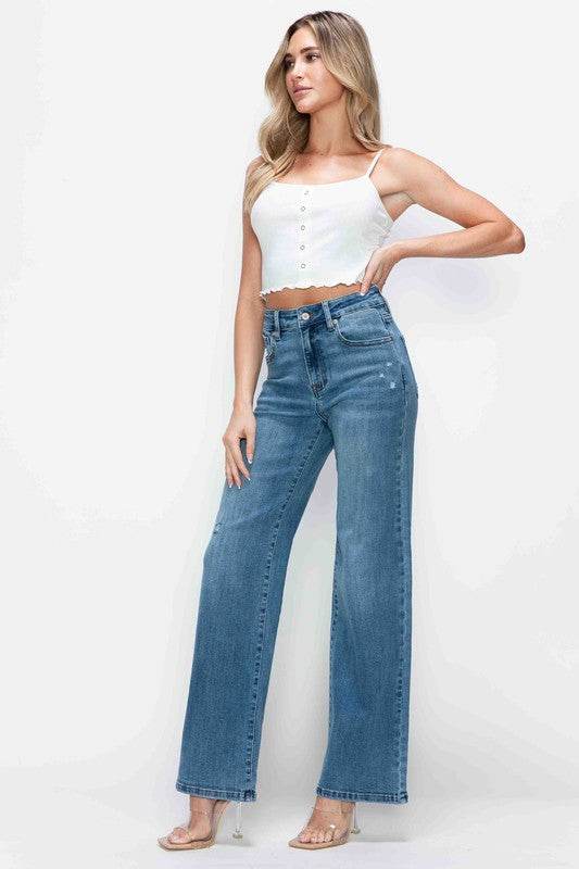 bytos Full Size High Rise Wide Leg Jeans with Pockets - Shop Style & More | Fresh Looks, Everyday Deals & Free Shipping