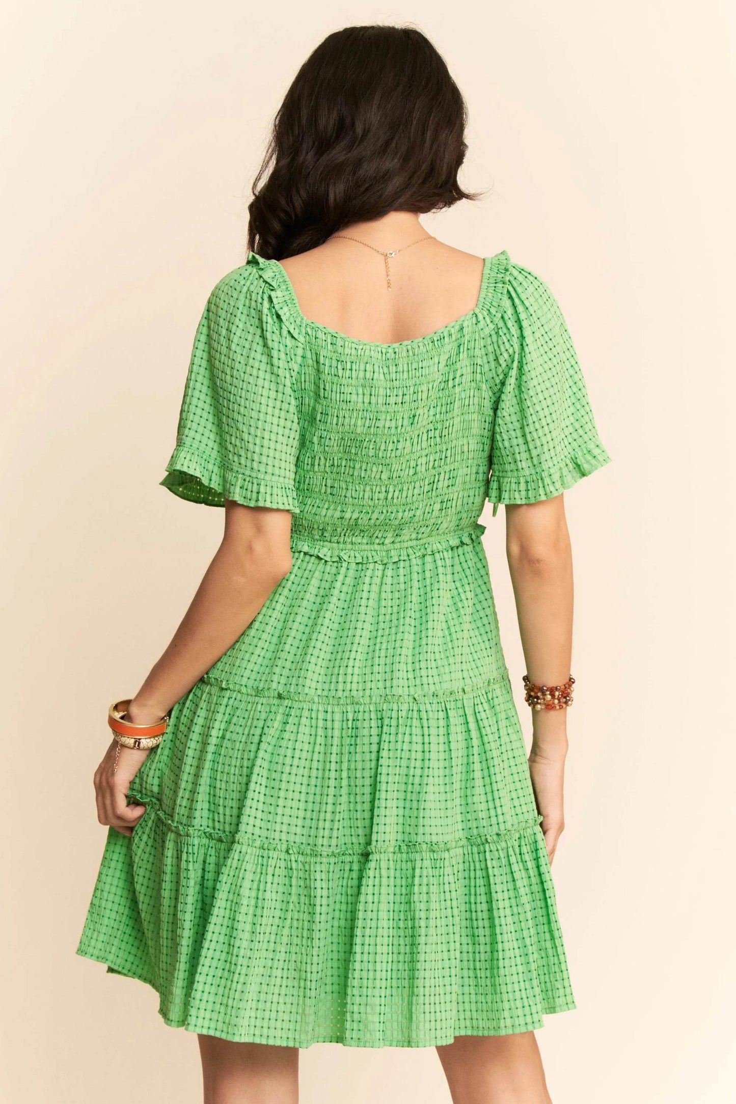 Davi & Dani Jacquard Checker Smocking Tiered Dress - Shop Style & More | Fresh Looks, Everyday Deals & Free Shipping