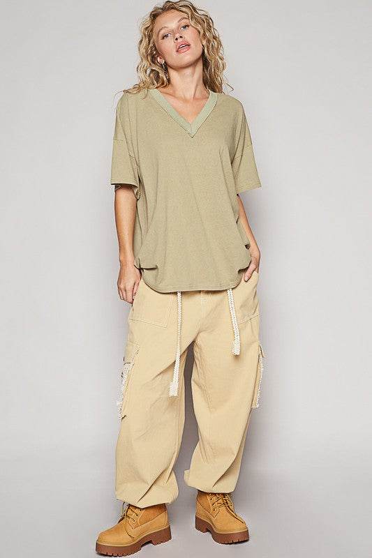 POL V-Neck Half Sleeve T-Shirt - Shop Style & More | Fresh Looks, Everyday Deals & Free Shipping