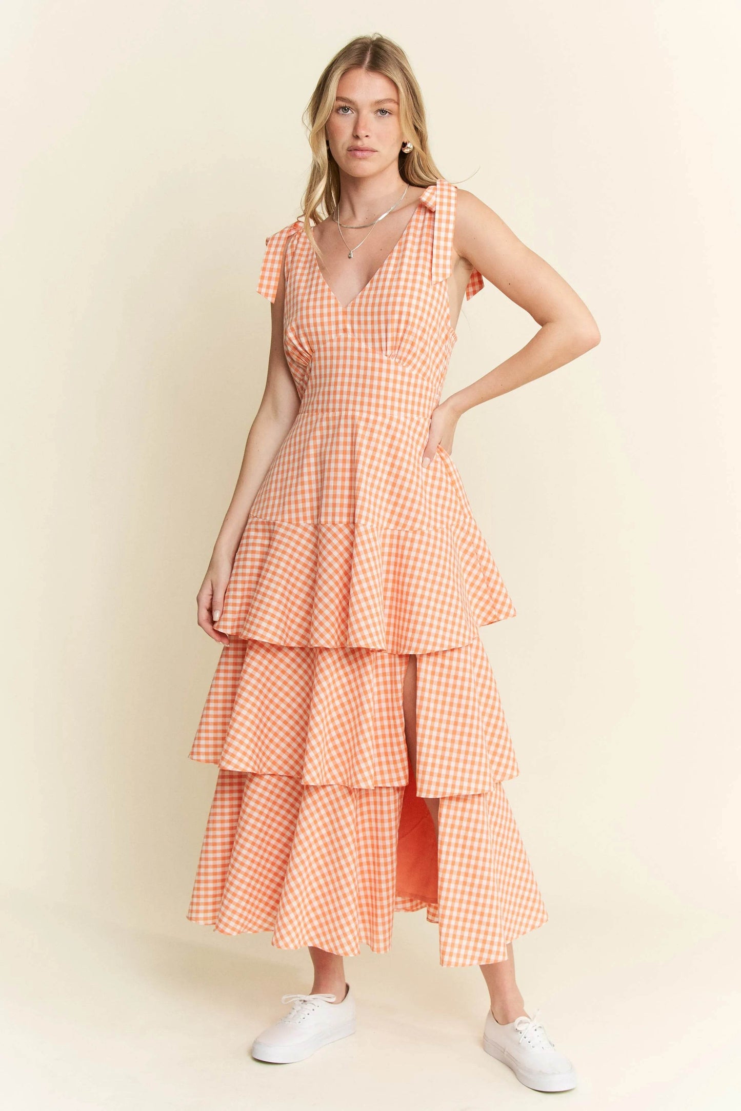 Jade By Jane Sleeveless Gingham Print Tiered Midi Dress - Shop Style & More | Fresh Looks, Everyday Deals & Free Shipping
