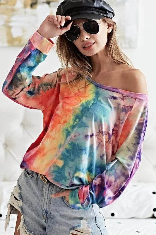 BiBi Tie Dye Soft Knit Jersey Top - Shop Style & More | Fresh Looks, Everyday Deals & Free Shipping