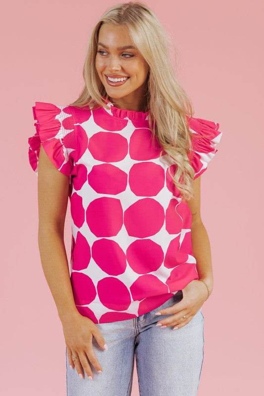Loretta Bubblegum Pattern Frilled Top - Shop Style & More | Fresh Looks, Everyday Deals & Free Shipping
