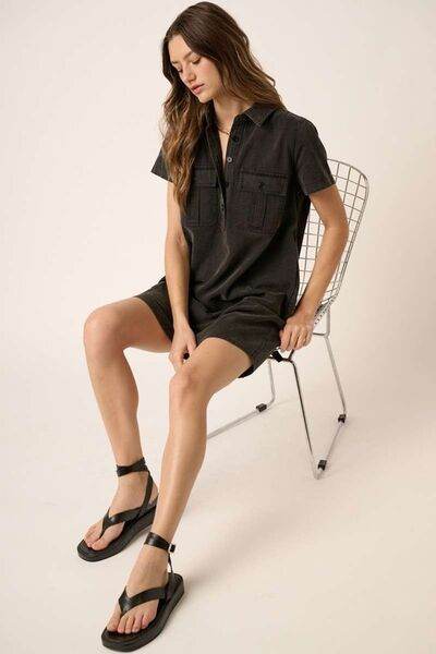 Mittoshop Button Detail Collared Neck Short Sleeve Shirt Dress - Shop Style & More | Fresh Looks, Everyday Deals & Free Shipping