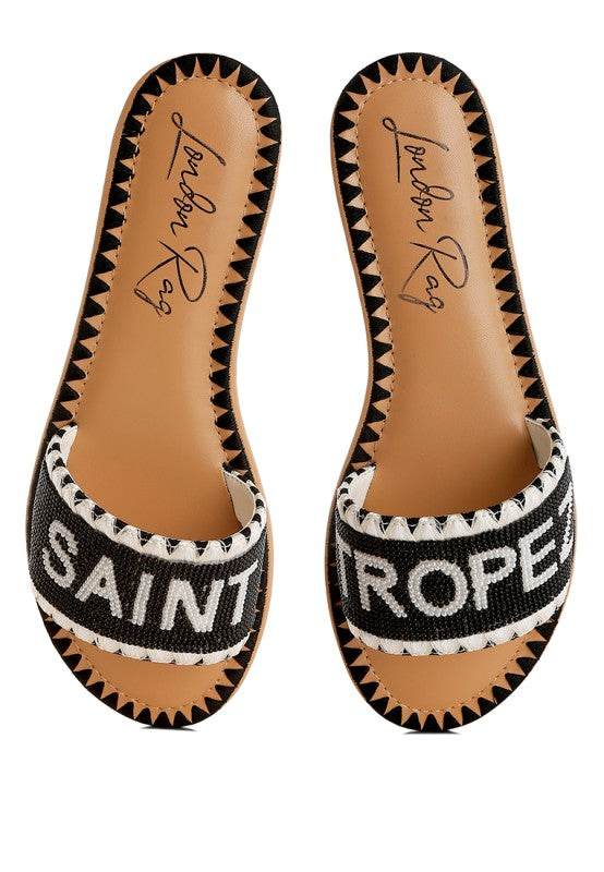 Luxe Getaway Beaded Saint Tropez Flat Slip Ons - Shop Style & More | Fresh Looks, Everyday Deals & Free Shipping