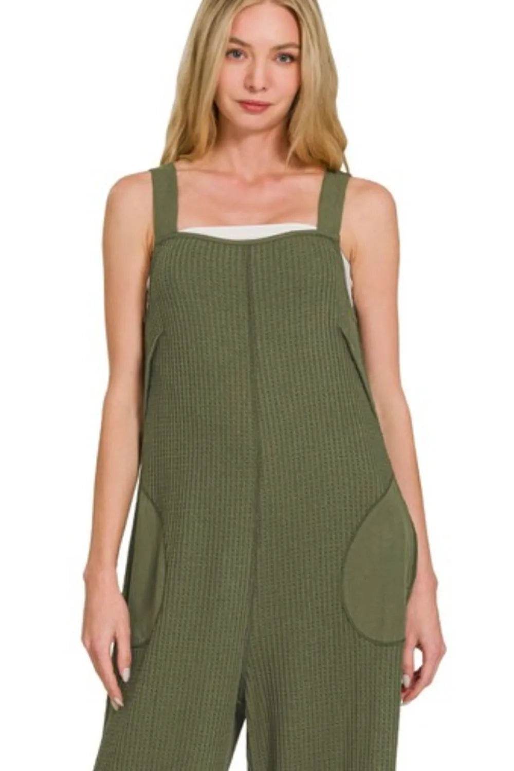 Zenana Knit Waffle Wide Leg Overalls - Shop Style & More | Fresh Looks, Everyday Deals & Free Shipping