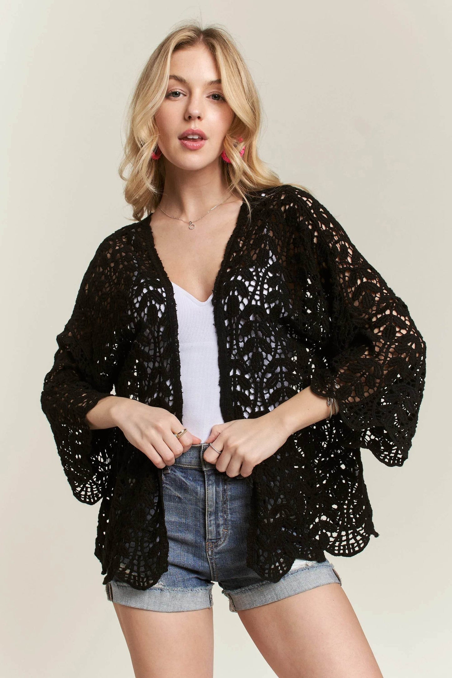 ADORA Leaf Pattern Crochet Cardigan - Shop Style & More | Fresh Looks, Everyday Deals & Free Shipping
