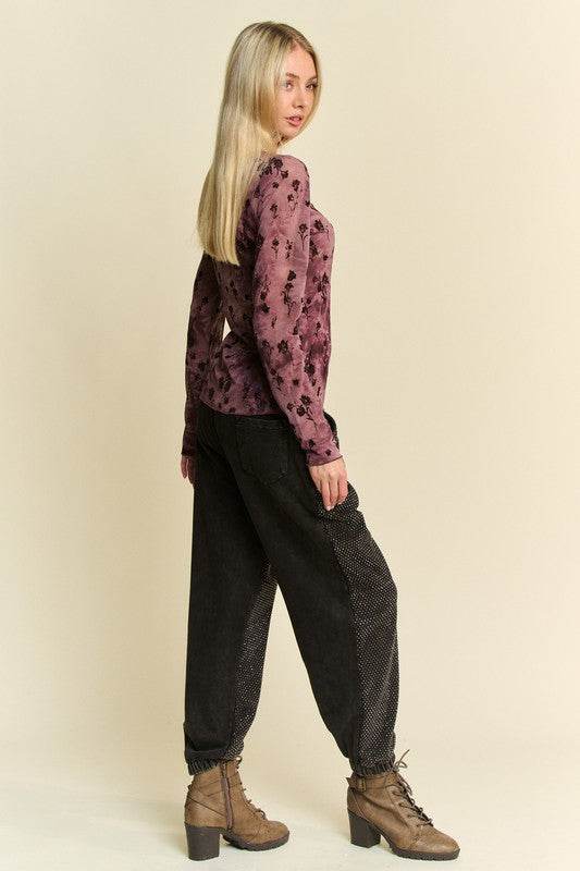Davi & Dani Rhinestone Elastic Waist Joggers - Shop Style & More | Fresh Looks, Everyday Deals & Free Shipping