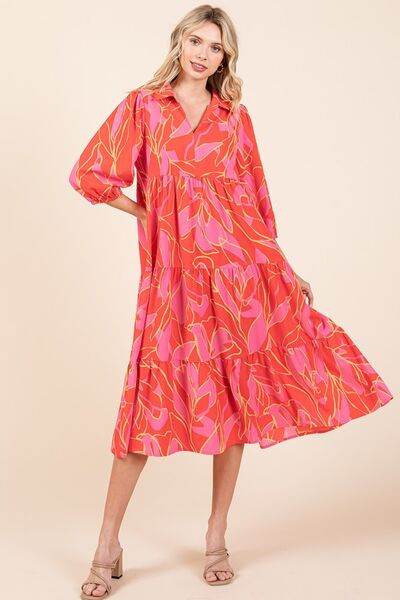 Mittoshop Tiered Printed Collared Neck Midi Dress - Shop Style & More | Fresh Looks, Everyday Deals & Free Shipping