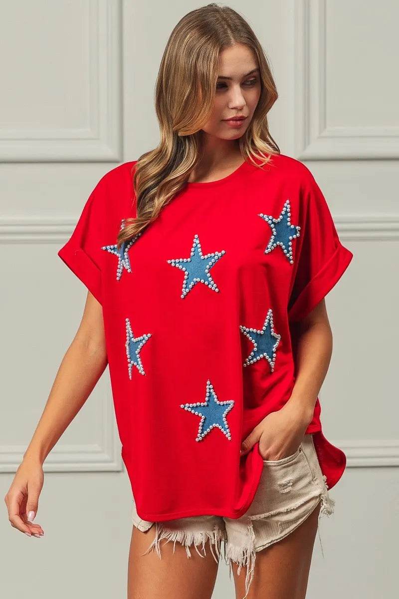 BiBi Fourth Of July Terry T-Shirt - Shop Style & More | Fresh Looks, Everyday Deals & Free Shipping