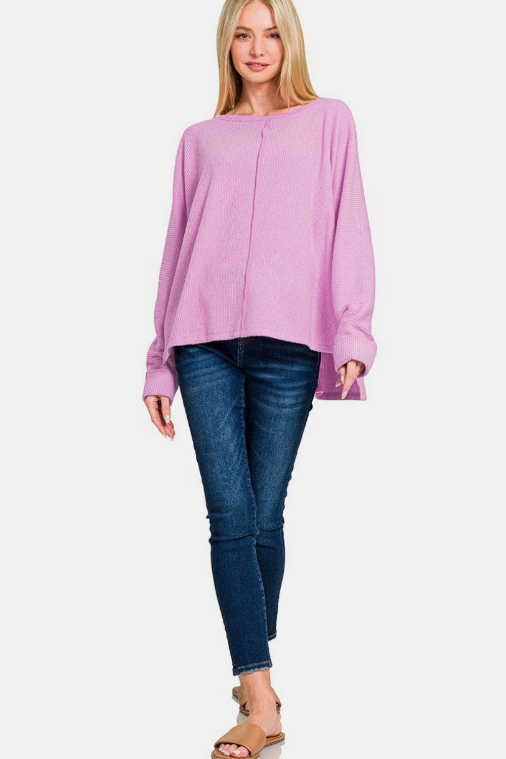 Zenana High-Low Side Slit Round Neck T-Shirt - Shop Style & More | Fresh Looks, Everyday Deals & Free Shipping