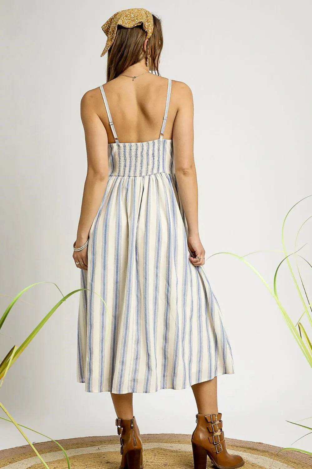 Umgee Striped Colorful Embroidered Trim Cami Dress - Shop Style & More | Fresh Looks, Everyday Deals & Free Shipping