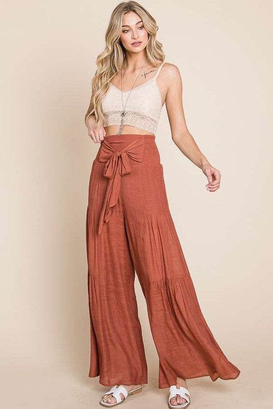 Tie front ruched waist back pants - Shop Style & More | Fresh Looks, Everyday Deals & Free Shipping