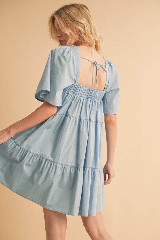 Aemi + Co Square Neck Half Sleeve Tiered Dress - Shop Style & More | Fresh Looks, Everyday Deals & Free Shipping