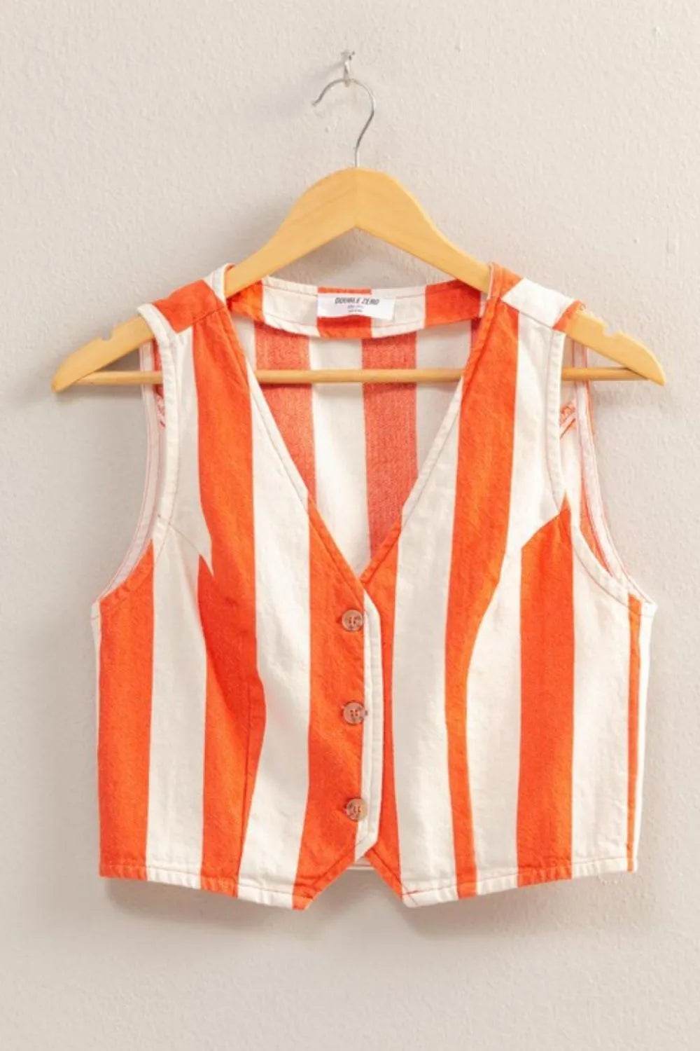 HYFVE Woven Striped V-Neck Button Down Vest - Shop Style & More | Fresh Looks, Everyday Deals & Free Shipping