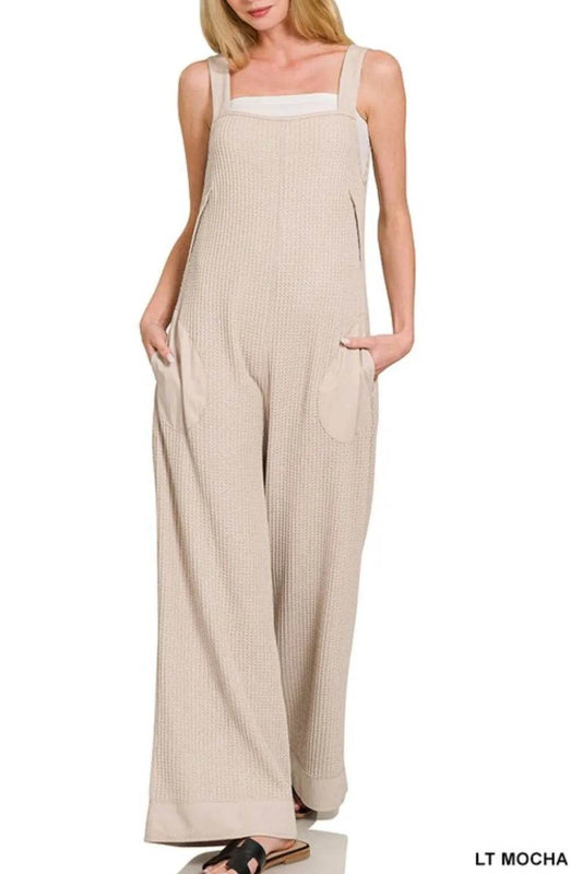 Zenana Knit Waffle Wide Leg Overalls - Shop Style & More | Fresh Looks, Everyday Deals & Free Shipping