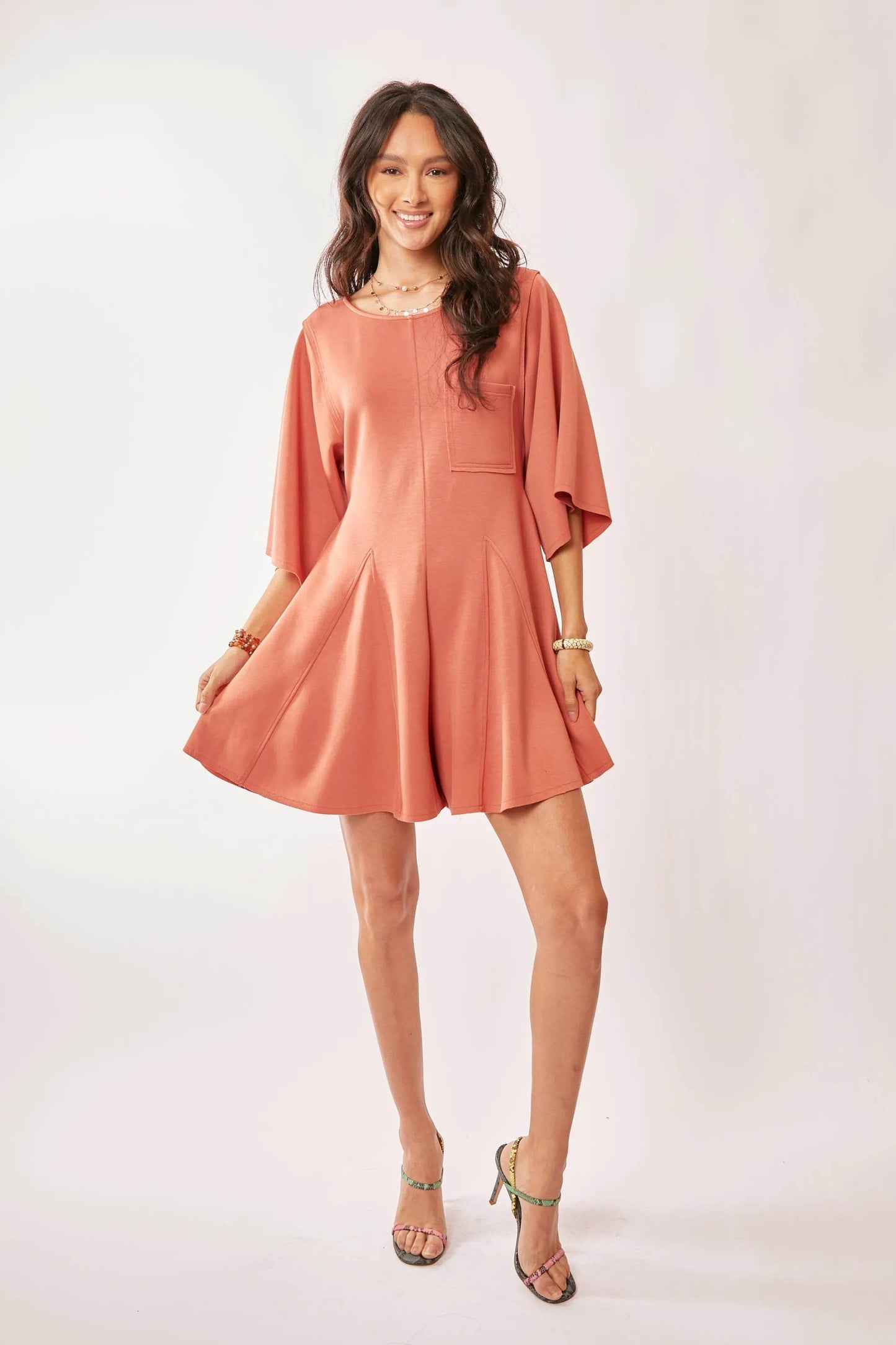 Davi & Dani Solid Draped Sleeve Ties Back Skort Romper - Shop Style & More | Fresh Looks, Everyday Deals & Free Shipping