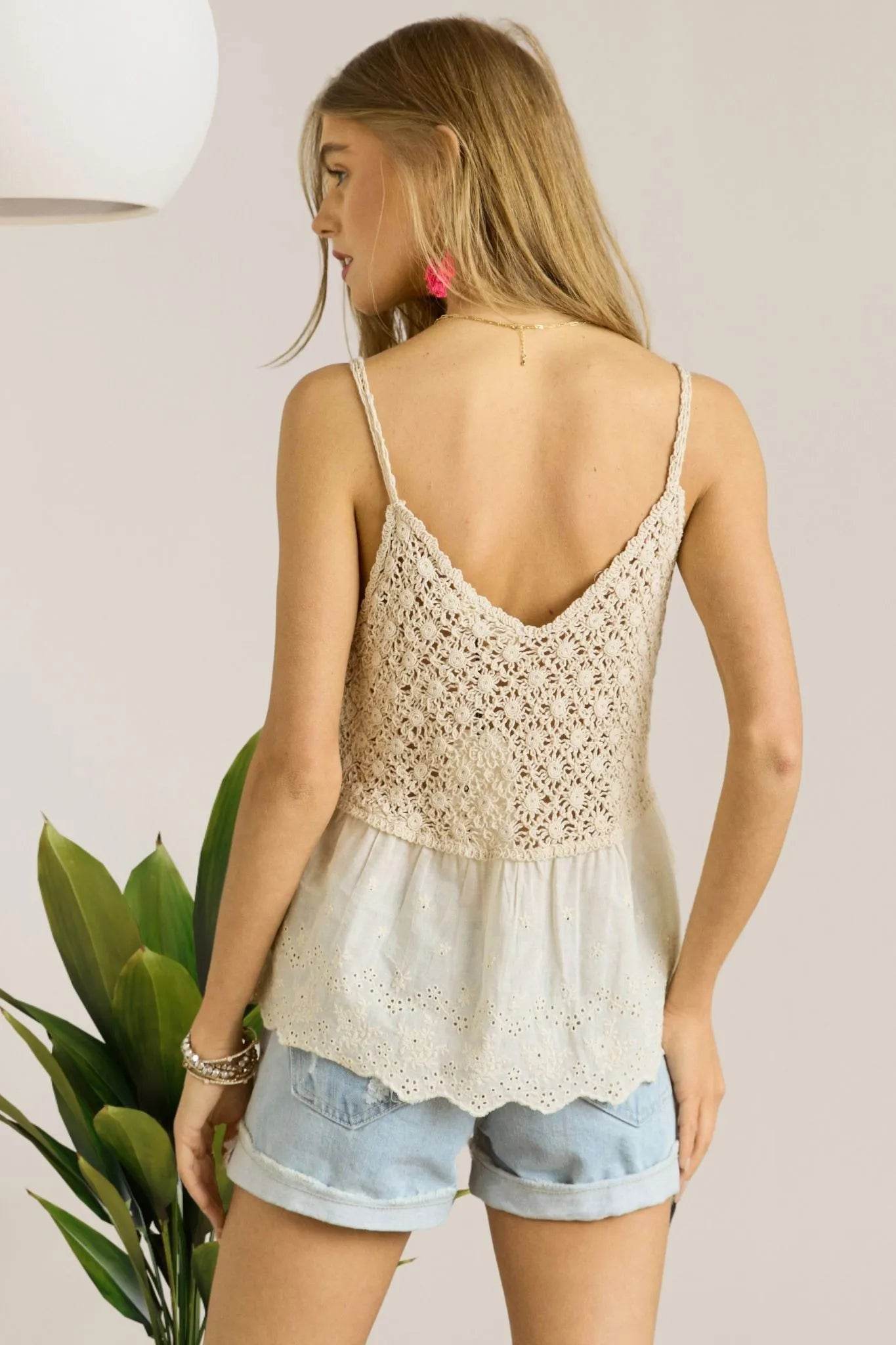 ADORA Crochet V Neck Tank Top - Shop Style & More | Fresh Looks, Everyday Deals & Free Shipping
