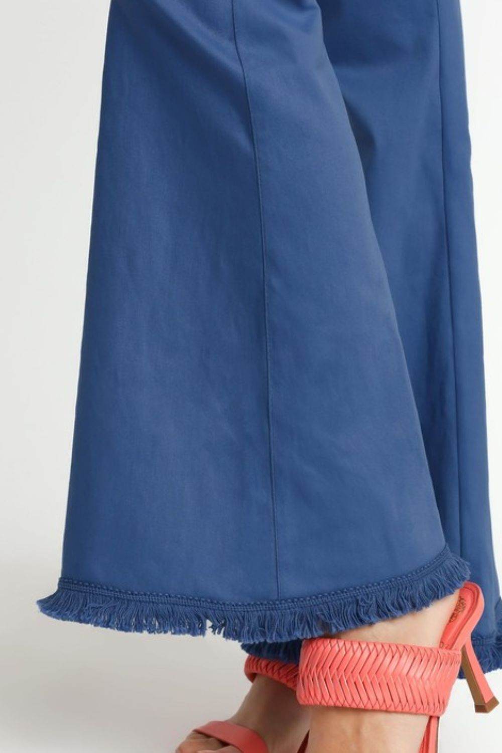 Umgee Full Size Wide Flare Leg Stretch Pants with Frayed Hem Plus Size - Shop Style & More | Fresh Looks, Everyday Deals & Free Shipping