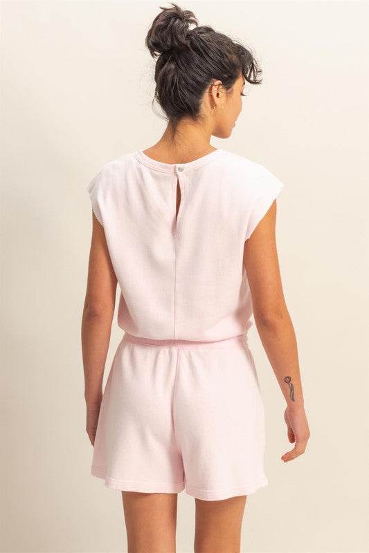 HYFVE Round Neck Cap Sleeve Drawstring Waist Romper - Shop Style & More | Fresh Looks, Everyday Deals & Free Shipping