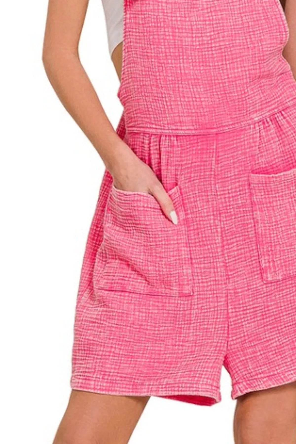 Zenana Woven Double Gauze Acid Washed Romper - Shop Style & More | Fresh Looks, Everyday Deals & Free Shipping