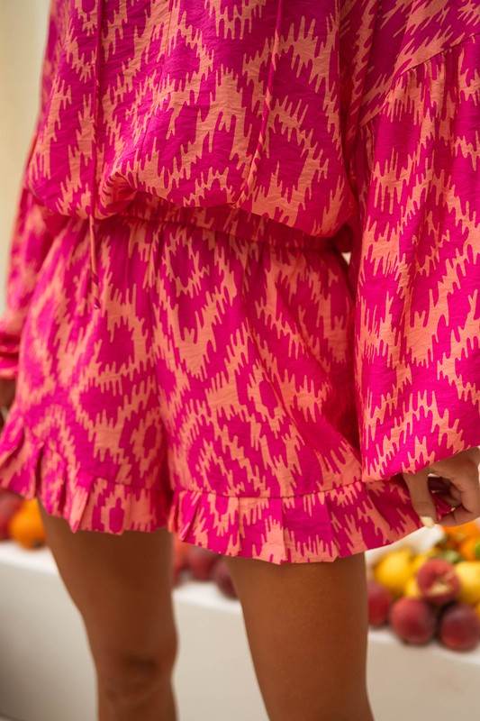 Aztec Geometric Print Top and Ruffled Shorts Set - Shop Style & More | Fresh Looks, Everyday Deals & Free Shipping