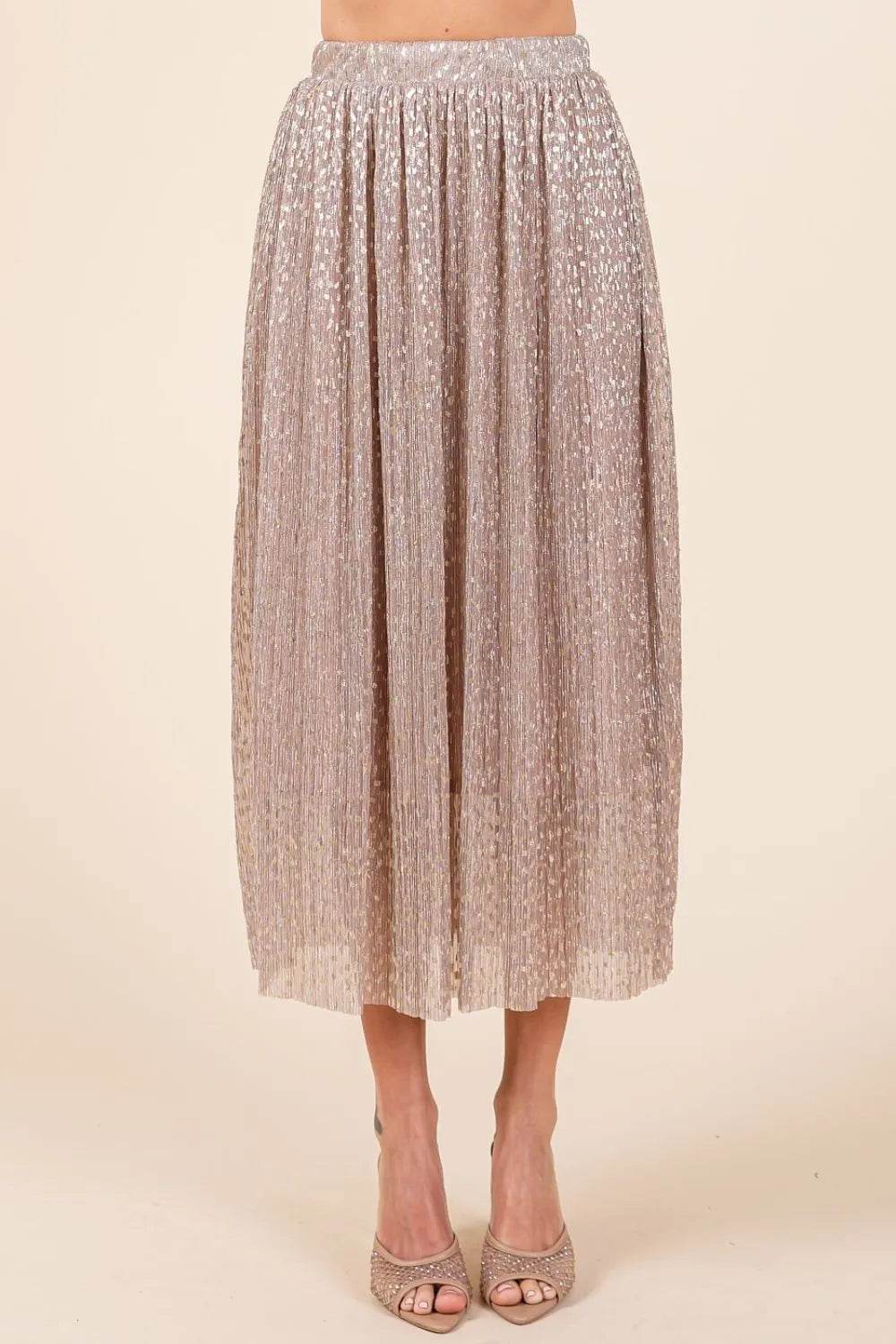 Mittoshop Metallic Glitter Speckle Print Elastic Midi Skirt - Shop Style & More | Fresh Looks, Everyday Deals & Free Shipping