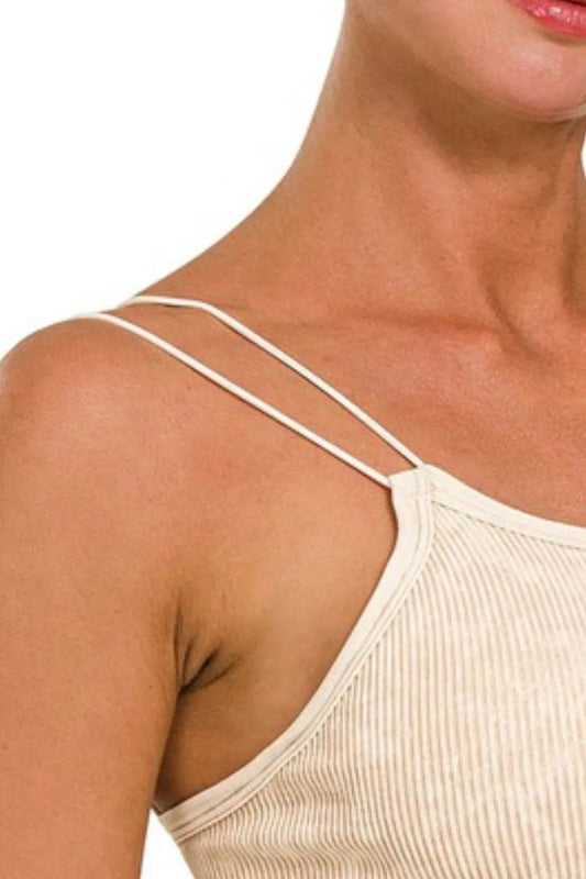 Zenana Washed Ribbed Seamless Double Strap Brami - Shop Style & More | Fresh Looks, Everyday Deals & Free Shipping