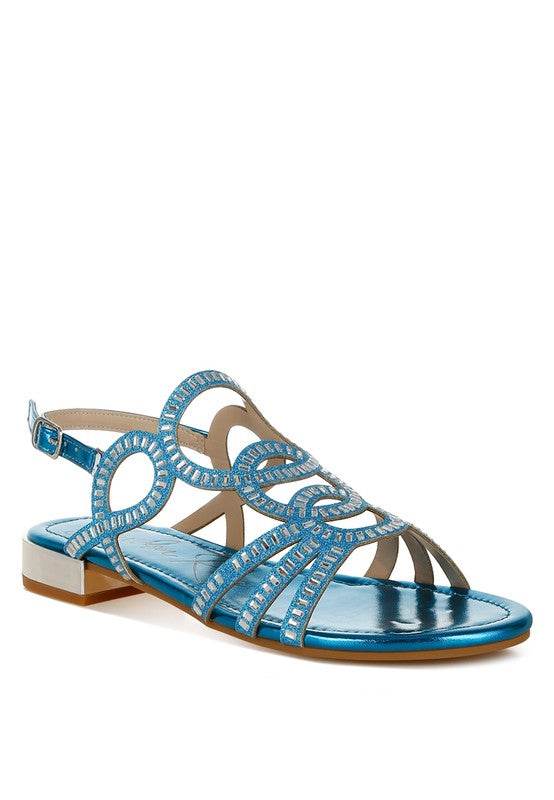 Jisters Cut Out Detail Rhinestone Flat Sandals - Shop Style & More | Fresh Looks, Everyday Deals & Free Shipping