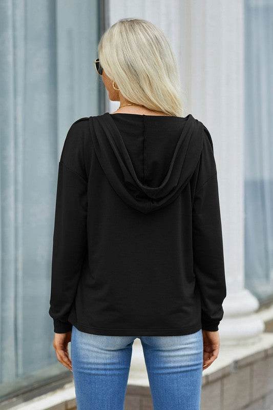 Solid Lace Trim Long Sleeve Loose Hoodie - Shop Style & More | Fresh Looks, Everyday Deals & Free Shipping