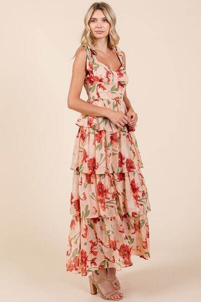 Mittoshop Layered Floral Sweetheart Neck Maxi Dress - Shop Style & More | Fresh Looks, Everyday Deals & Free Shipping