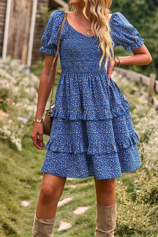 Floral Print Off Shoulder Flounce Sleeve Ruffle He - Shop Style & More | Fresh Looks, Everyday Deals & Free Shipping
