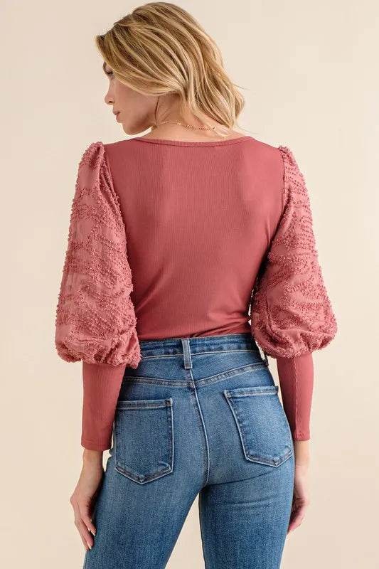 And The Why Textured Puff Sleeve Bodysuit - Shop Style & More | Fresh Looks, Everyday Deals & Free Shipping