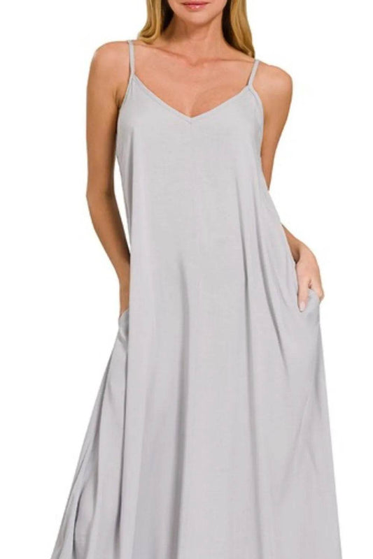 Zenana Woven Arc Hem Cami Dress With Flowy Pockets - Shop Style & More | Fresh Looks, Everyday Deals & Free Shipping