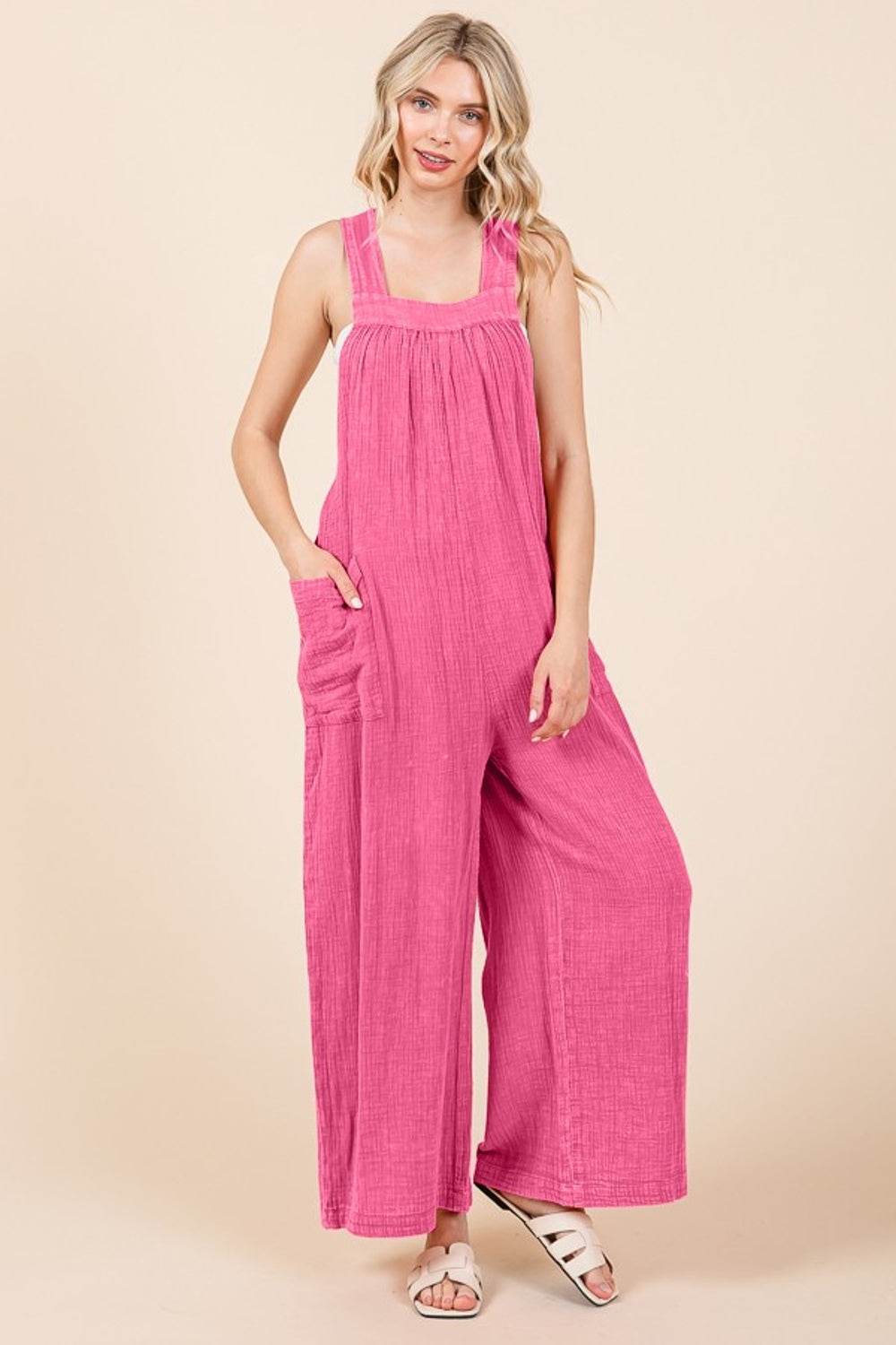 Culture Code Full Size Pocketed Sleeveless Wide Leg Overalls - Shop Style & More | Fresh Looks, Everyday Deals & Free Shipping