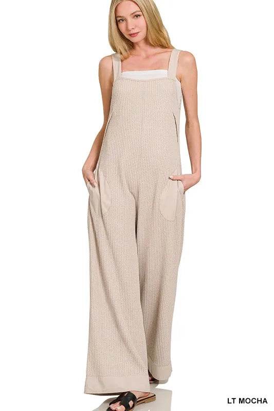 Zenana Knit Waffle Wide Leg Overalls - Shop Style & More | Fresh Looks, Everyday Deals & Free Shipping