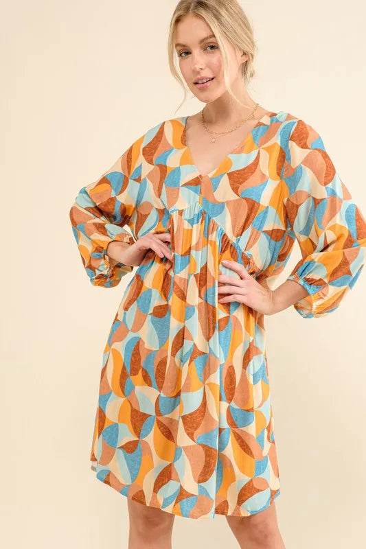 And The Why Printed Open Back Puff Sleeve Casual Dress - Shop Style & More | Fresh Looks, Everyday Deals & Free Shipping