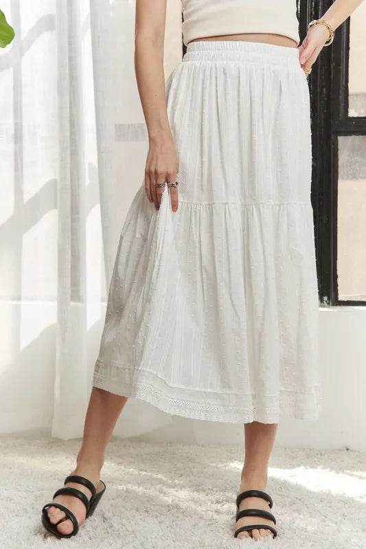 ADORA Elastic Waistband Tiered Midi Skirt - Shop Style & More | Fresh Looks, Everyday Deals & Free Shipping