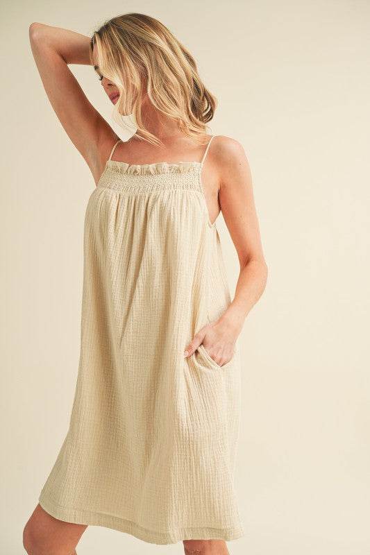Aemi + Co Embroidered Trim Gauze Square Neck Mini Cami Dress - Shop Style & More | Fresh Looks, Everyday Deals & Free Shipping