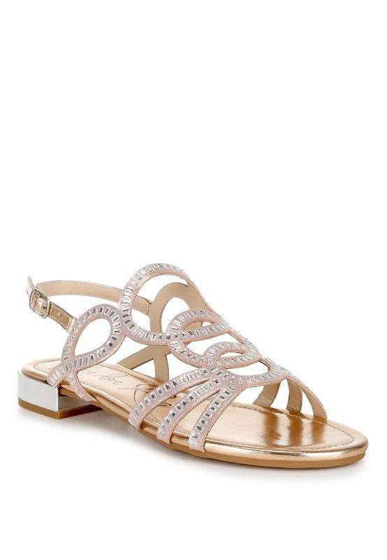 Jisters Cut Out Detail Rhinestone Flat Sandals - Shop Style & More | Fresh Looks, Everyday Deals & Free Shipping