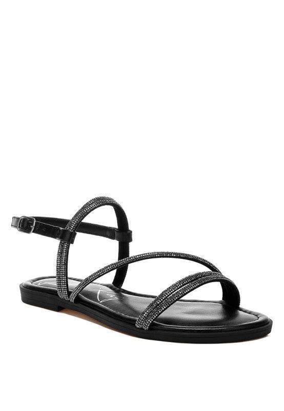Bawley Rhinestone Strappy Flat Sandals - Shop Style & More | Fresh Looks, Everyday Deals & Free Shipping